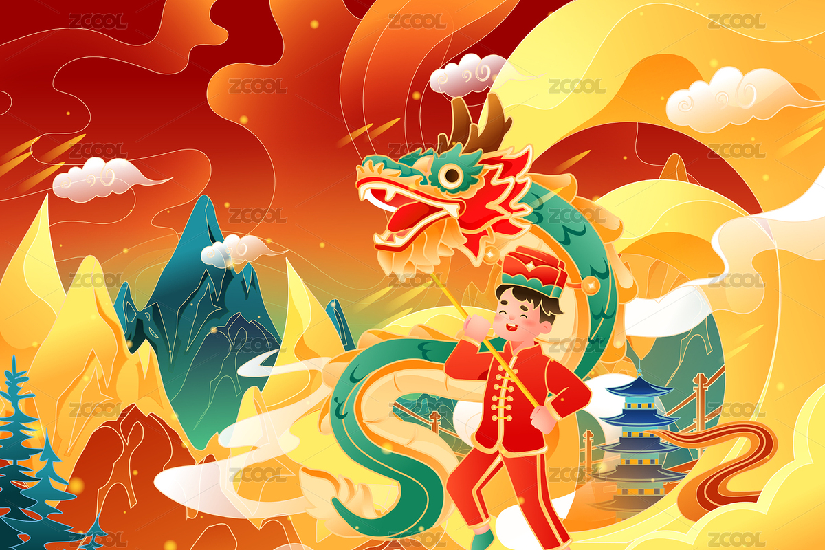 龍年國潮風矢量插畫（主預覽-8173376） - 未分類 - 站酷設(shè)計師keeein原創(chuàng)素材 - 站酷ZCOOL