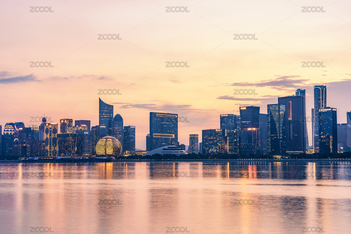 中國(guó)浙江杭州錢塘江，錢江新城建筑群的黃昏風(fēng)光（主預(yù)覽-8376555） - 未分類 - 站酷設(shè)計(jì)師城森創(chuàng)意原創(chuàng)素材 - 站酷ZCOOL