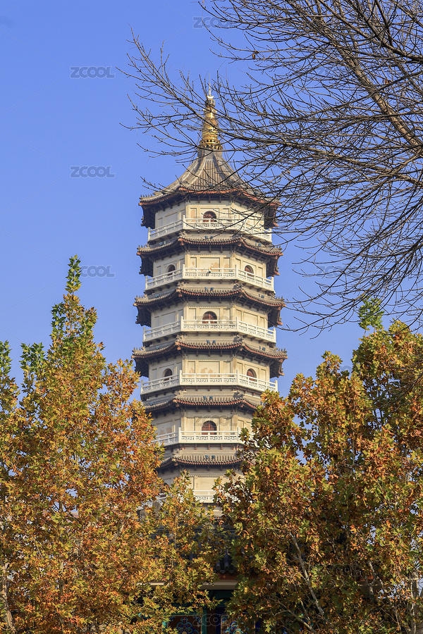 中国天津北宁公园致远塔与秋色树木景观（主预览-12340289） - 未分类 - 站酷设计师灯火lan珊原创素材 - 站酷ZCOOL