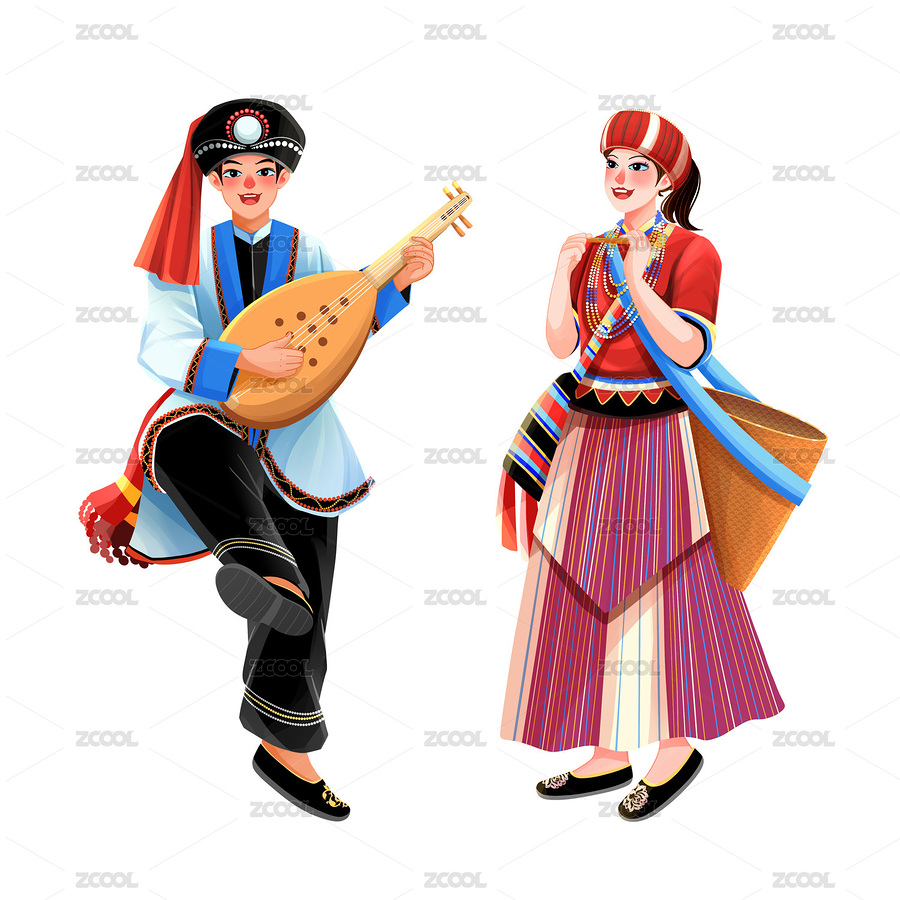 五十六個民族之怒族少年少女插畫元素（主預(yù)覽-9529134） - 未分類 - 站酷設(shè)計師萌萌的小姐姐原創(chuàng)素材 - 站酷ZCOOL