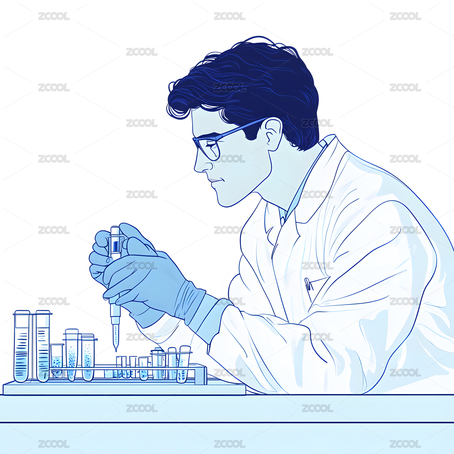 生物医药类科研人物插画