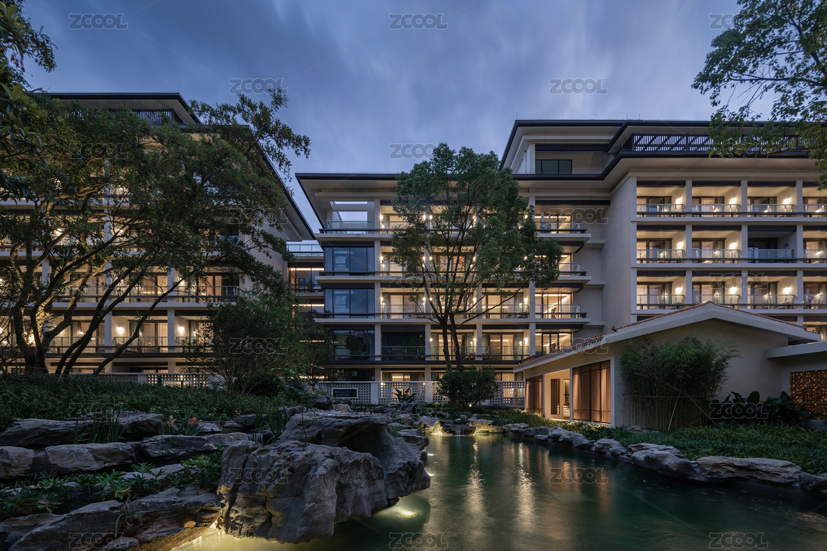 園林式溫泉酒店建筑外觀夜景（主預(yù)覽-7502086） - 未分類 - 站酷設(shè)計師jameszoulin原創(chuàng)素材 - 站酷ZCOOL