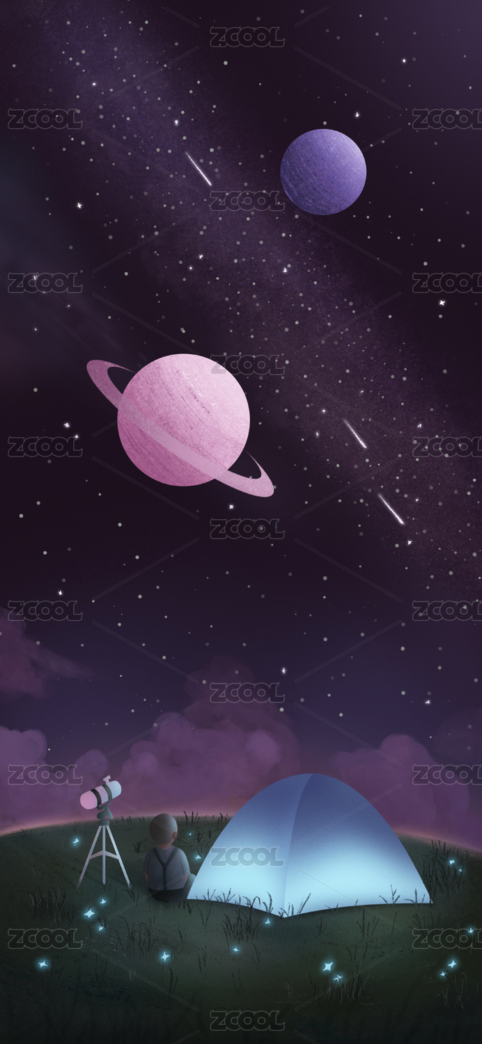 小男孩仰望星空壁纸