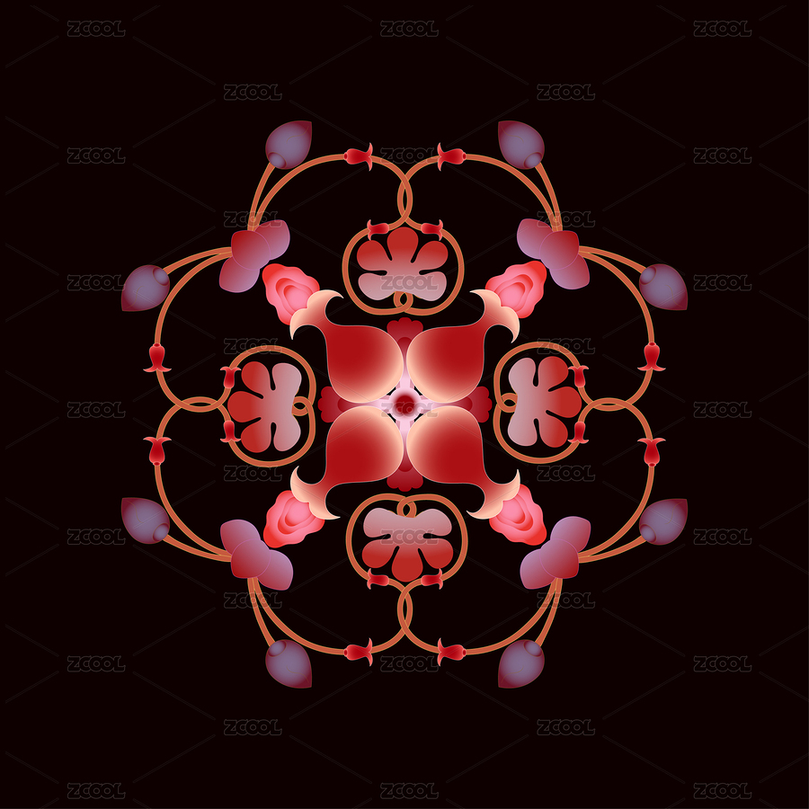 敦煌壁畫纏枝石榴花花邊圖案（主預(yù)覽-2247304） - 未分類 - 站酷設(shè)計(jì)師城森創(chuàng)意原創(chuàng)素材 - 站酷ZCOOL