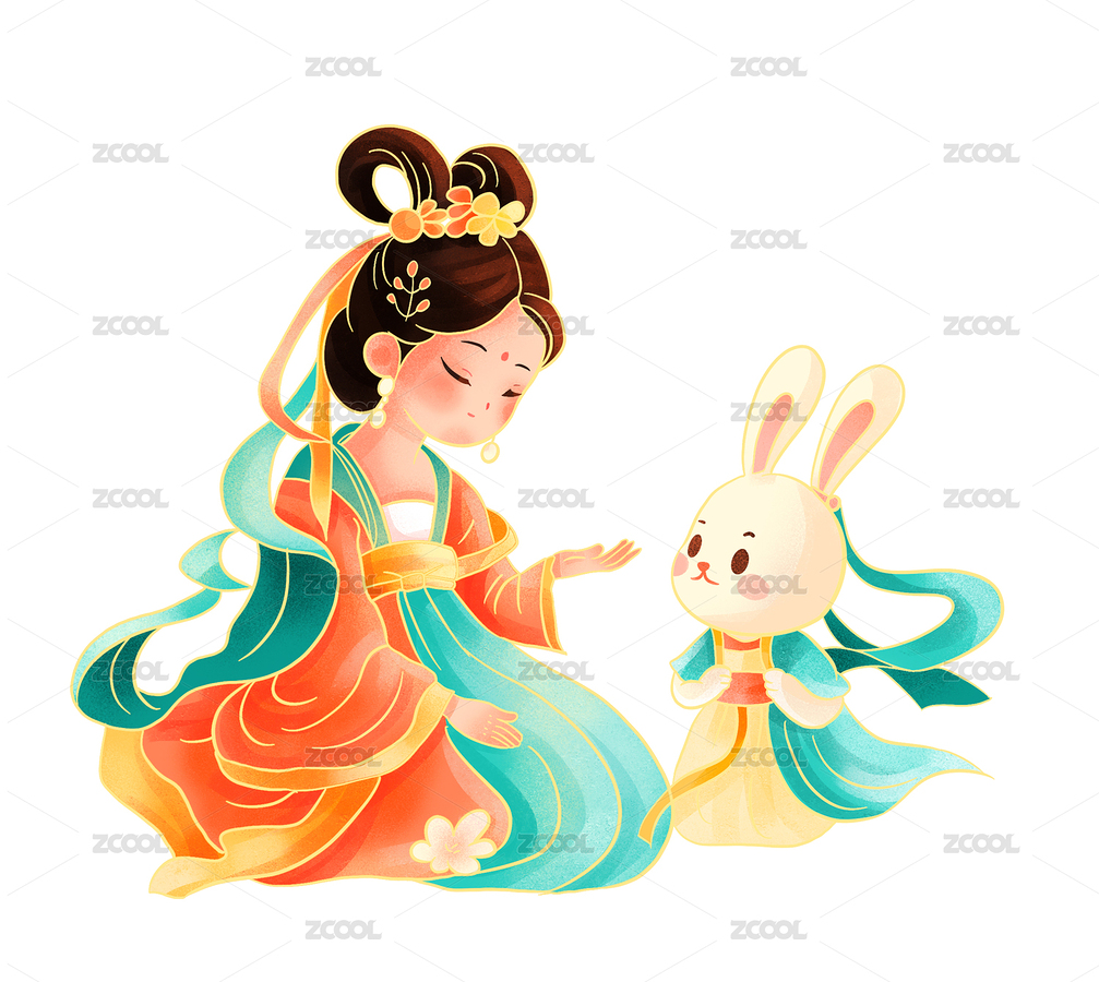国潮中式中秋节嫦娥插画（主预览-7977727） - 未分类 - 站酷设计师之一丶Design原创素材 - 站酷ZCOOL