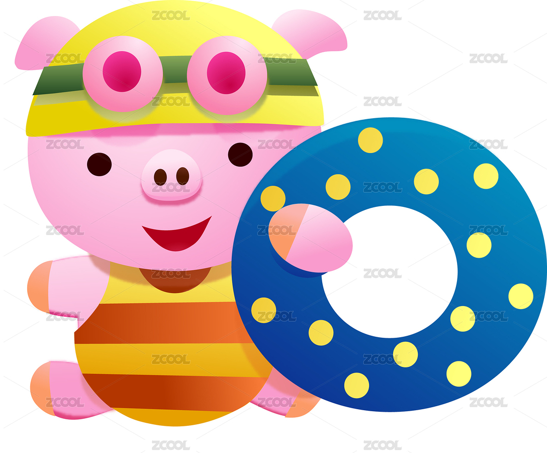 愛游泳的小胖豬卡通簡筆畫（主預覽-2439331） - 未分類 - 站酷設計師八一三三原創(chuàng)素材 - 站酷ZCOOL