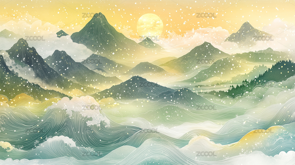 青綠山水傳統(tǒng)古風國潮背景圖壁紙（主預覽-1069560） - 未分類 - 站酷設計師Z203623467原創(chuàng)素材 - 站酷ZCOOL