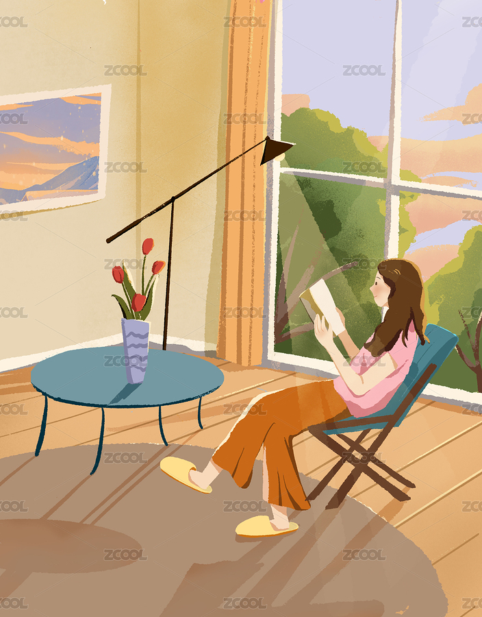 在家看書的女孩（主預覽-4985009） - 未分類 - 站酷設計師來顆糖啊原創(chuàng)素材 - 站酷ZCOOL