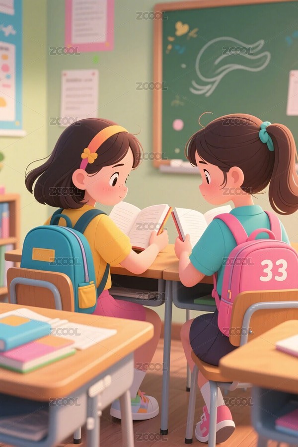 校園學生讀書插畫（主預覽-12265308） - 未分類 - 站酷設計師5bEcMi2gAy原創(chuàng)素材 - 站酷ZCOOL