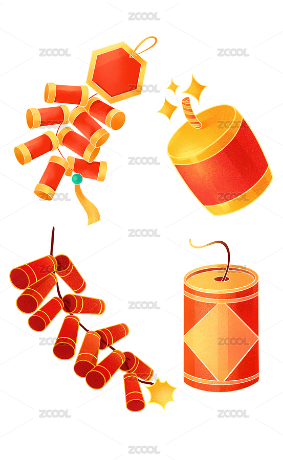 简约创意国风鞭炮元素插画（主预览-4958678） - 未分类 - 站酷设计师之一丶Design原创素材 - 站酷ZCOOL