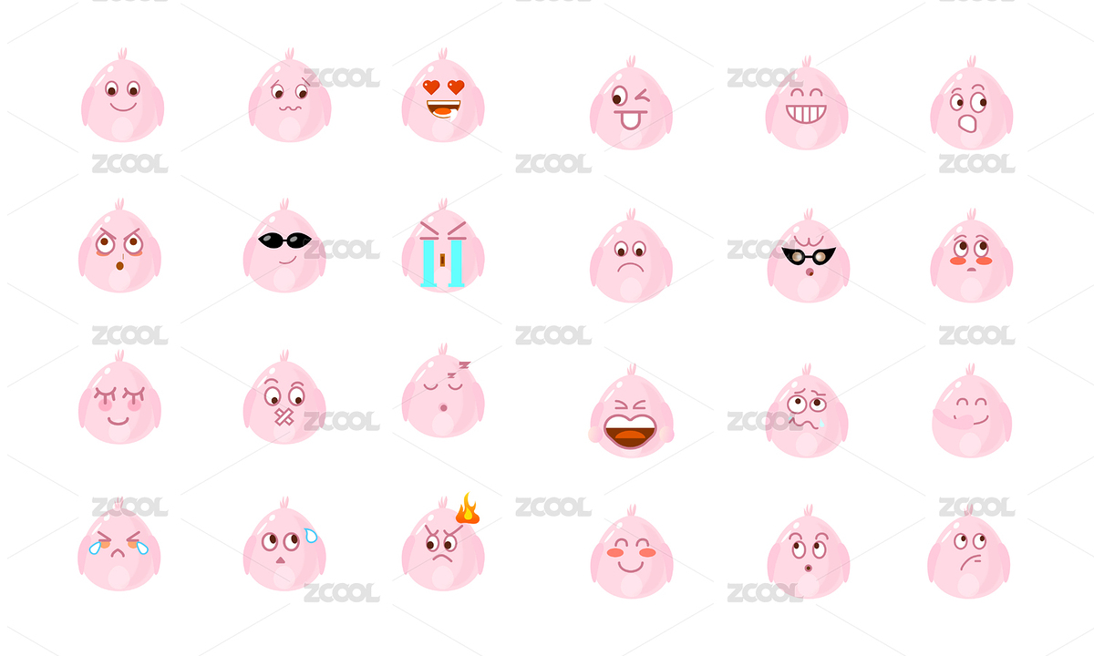 粉色小鸟形象卡通吉祥物表情包（主预览-306090） - 未分类 - 站酷设计师纪先森的画原创素材 - 站酷ZCOOL