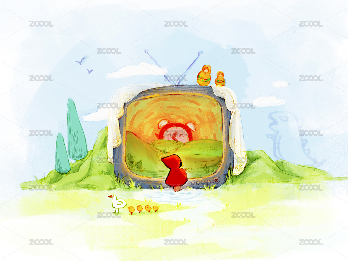 站在電視機前面的孩子治愈系幻想兒童插畫（主預(yù)覽-7697428） - 未分類 - 站酷設(shè)計師王元嘉AzadWang原創(chuàng)素材 - 站酷ZCOOL