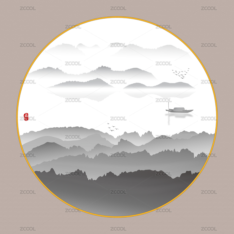 意境山水新中式水墨裝飾矢量分層背景圖（主預覽-5629940） - 未分類 - 站酷設計師城森創(chuàng)意原創(chuàng)素材 - 站酷ZCOOL