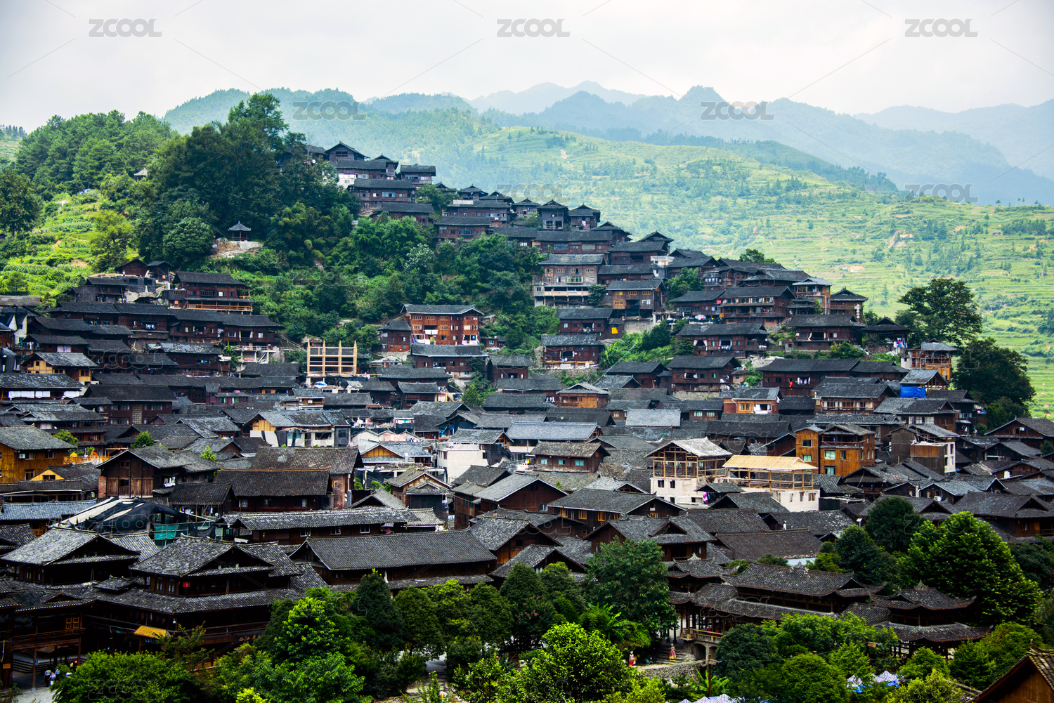 Qianhu Miao Village building scenery 千户苗寨