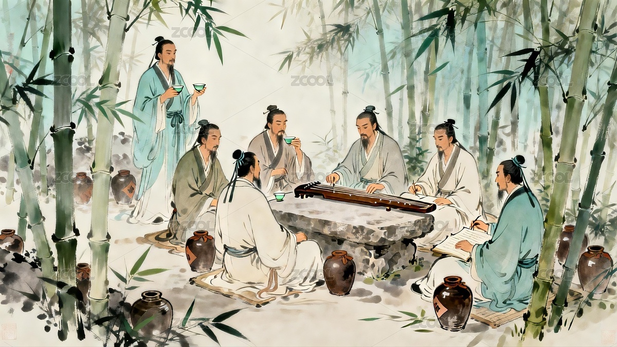 竹林雅集文人彈琴對(duì)飲（主預(yù)覽-13078671） - 未分類 - 站酷設(shè)計(jì)師8r5GzNu712原創(chuàng)素材 - 站酷ZCOOL