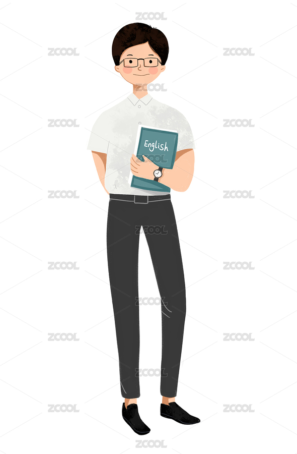 一個戴手表的男老師拿著英語書（主預覽-9045785） - 未分類 - 站酷設計師周小痘原創(chuàng)素材 - 站酷ZCOOL