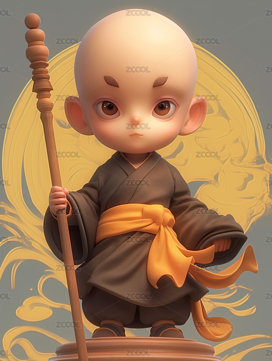 沉思小僧，禅意无边，Q版唐僧公仔盲盒人偶