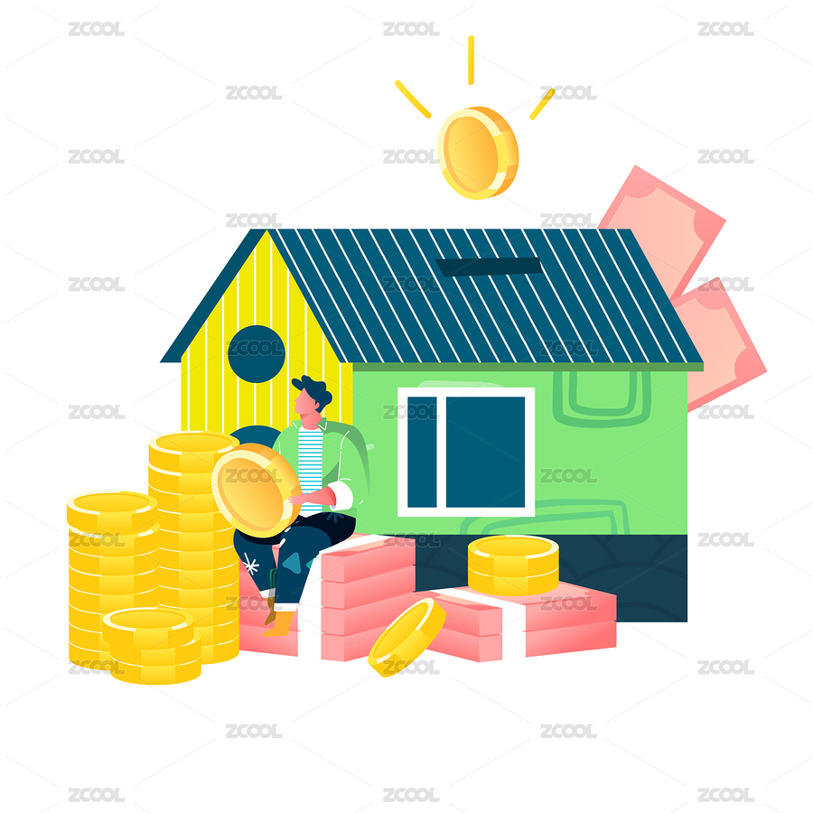 卡通房地產(chǎn)租房買房返現(xiàn)紅包活動矢量背景插畫（主預(yù)覽-5075465） - 未分類 - 站酷設(shè)計師keeein原創(chuàng)素材 - 站酷ZCOOL