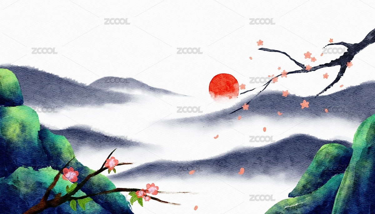 国画山水桃花插画（主预览-4382700） - 未分类 - 站酷设计师粘锅原创素材 - 站酷ZCOOL