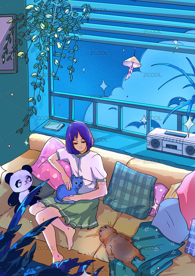 日常生活少女小清新插畫（主預(yù)覽-2693549） - 未分類 - 站酷設(shè)計(jì)師半調(diào)小鑰原創(chuàng)素材 - 站酷ZCOOL