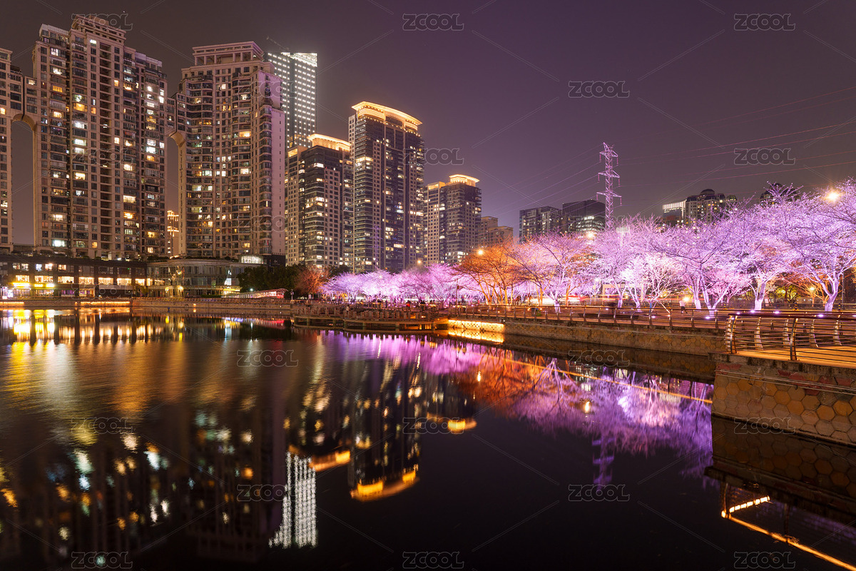 武漢西北湖櫻花夜景燈光秀（主預覽-6977071） - 未分類 - 站酷設(shè)計師菠蘿撞上椰子原創(chuàng)素材 - 站酷ZCOOL