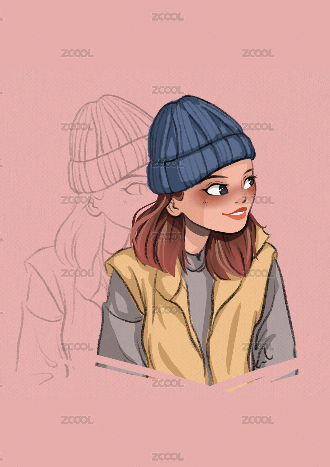 美丽的女性人物动漫插画