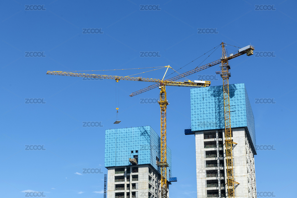藍(lán)天背景下高大的塔吊矗立在工地上（主預(yù)覽-184542） - 未分類(lèi) - 站酷設(shè)計(jì)師金翅大鵬原創(chuàng)素材 - 站酷ZCOOL