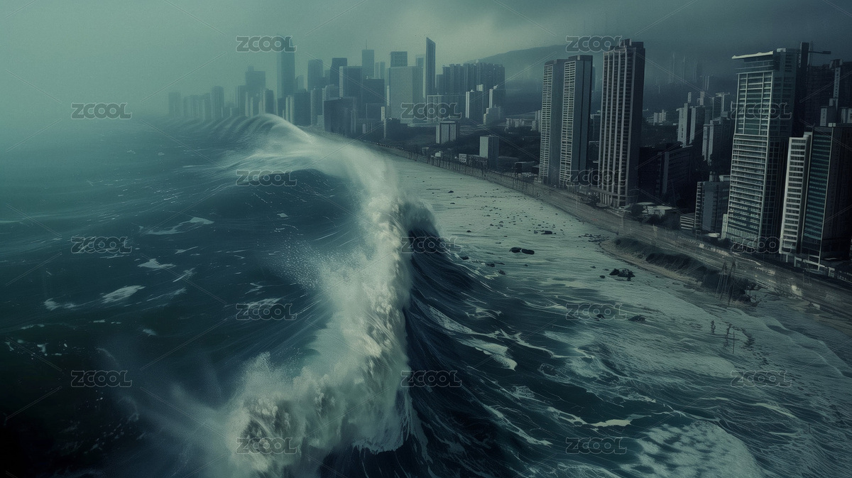 巨大的海啸即将吞噬沿海城市（主预览-7985154） - 未分类 - 站酷设计师圆圆的坤坤原创素材 - 站酷ZCOOL