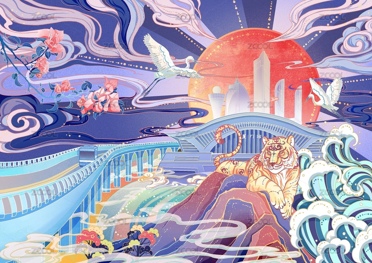 廈門(mén)虎年國(guó)潮文創(chuàng)插畫(huà)（主預(yù)覽-7542970） - 未分類 - 站酷設(shè)計(jì)師小兔紙不乖XM原創(chuàng)素材 - 站酷ZCOOL