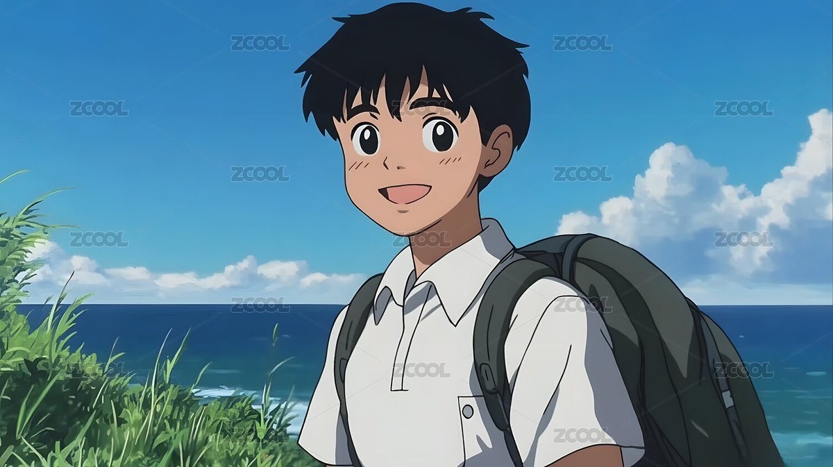 宮崎駿日漫人物男孩黑色短發(fā)半身學(xué)生背書包（主預(yù)覽-7323299） - 未分類 - 站酷設(shè)計師DEX2011原創(chuàng)素材 - 站酷ZCOOL