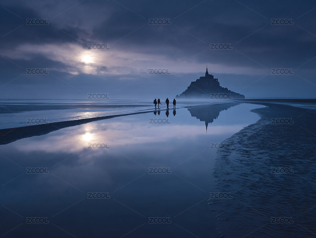 潮汐圣米歇爾（主預(yù)覽-10518340） - 未分類 - 站酷設(shè)計(jì)師小灰插圖原創(chuàng)素材 - 站酷ZCOOL