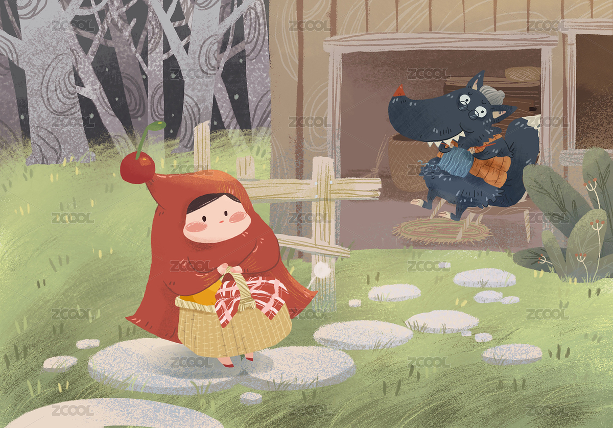 手繪故事森林小紅帽大灰狼插畫(huà)（主預(yù)覽-8371209） - 未分類(lèi) - 站酷設(shè)計(jì)師關(guān)關(guān)Yvaine原創(chuàng)素材 - 站酷ZCOOL