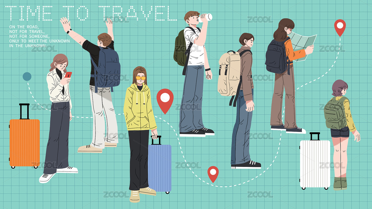 矢量插画小长假一群去旅行的人（主预览-4751426） - 未分类 - 站酷设计师seecootee原创素材 - 站酷ZCOOL