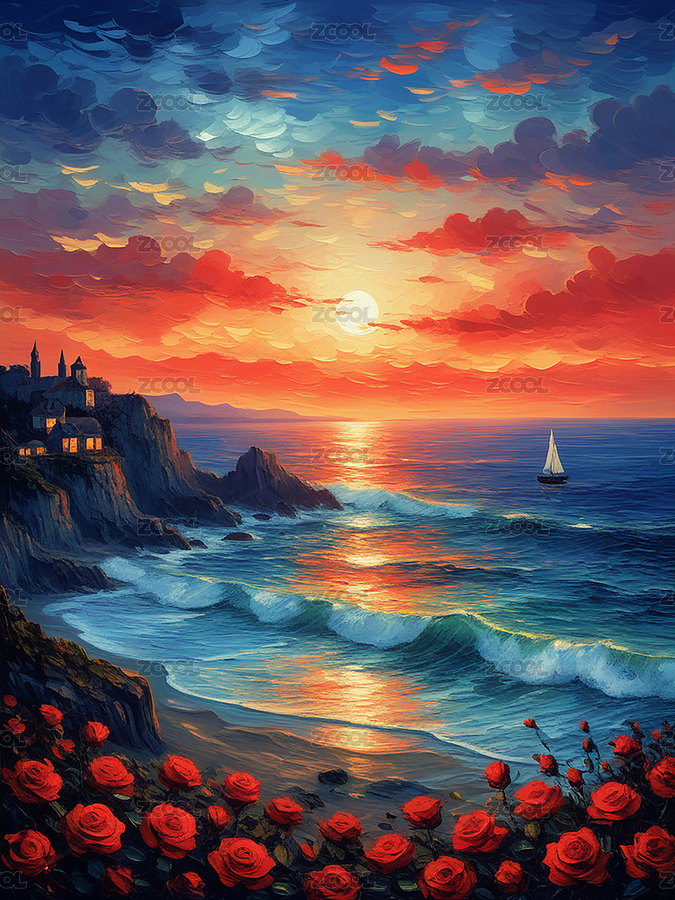 夕陽(yáng)下的海岸（主預(yù)覽-8630949） - 未分類 - 站酷設(shè)計(jì)師Z351211212原創(chuàng)素材 - 站酷ZCOOL