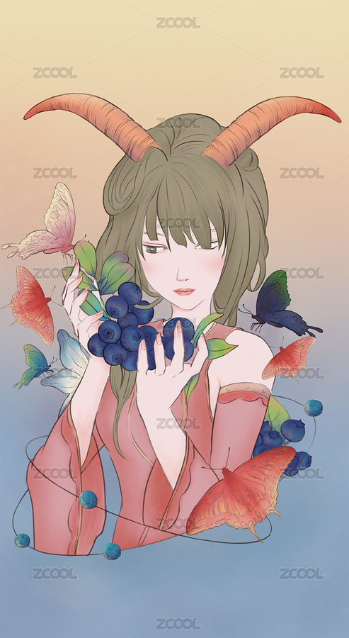 星座之蓝莓女孩（主预览-7602564） - 未分类 - 站酷设计师鑫河原创素材 - 站酷ZCOOL