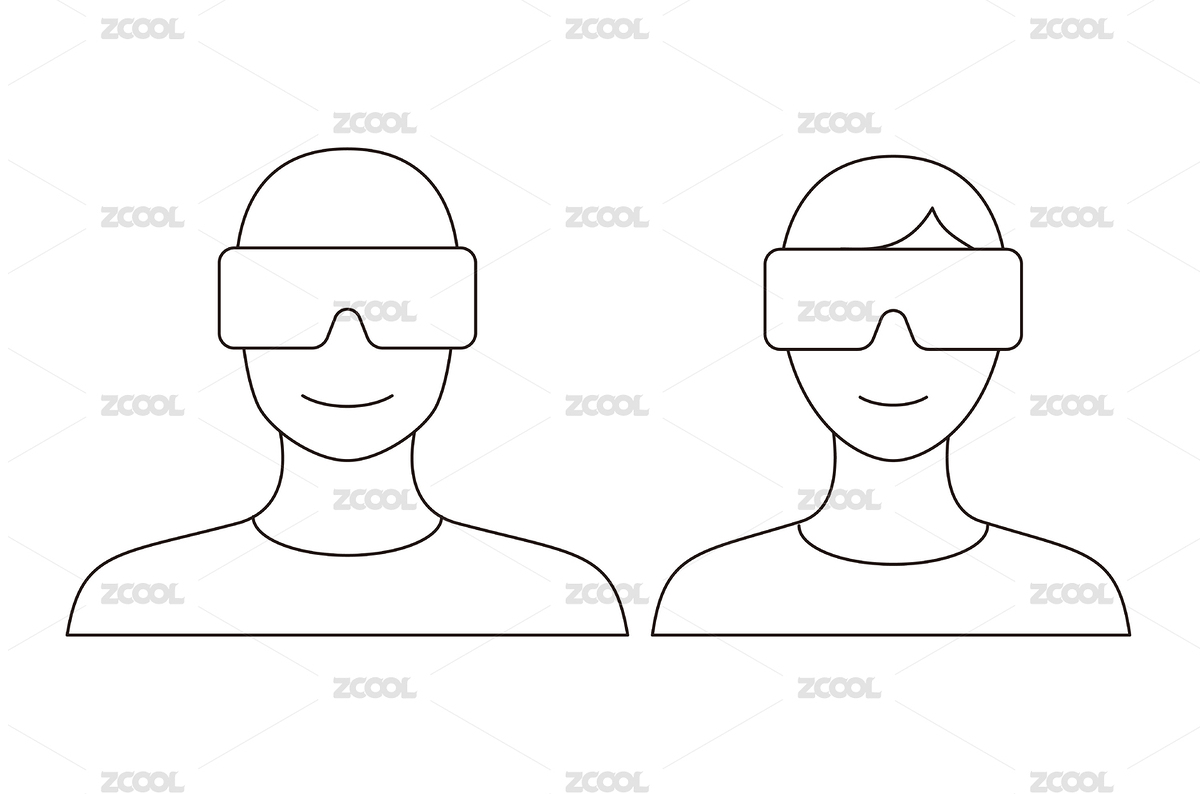 戴着VR虚拟现实眼镜的男人和女人线条设计（主预览-5388165） - 未分类 - 站酷设计师mollyliang2021原创素材 - 站酷ZCOOL