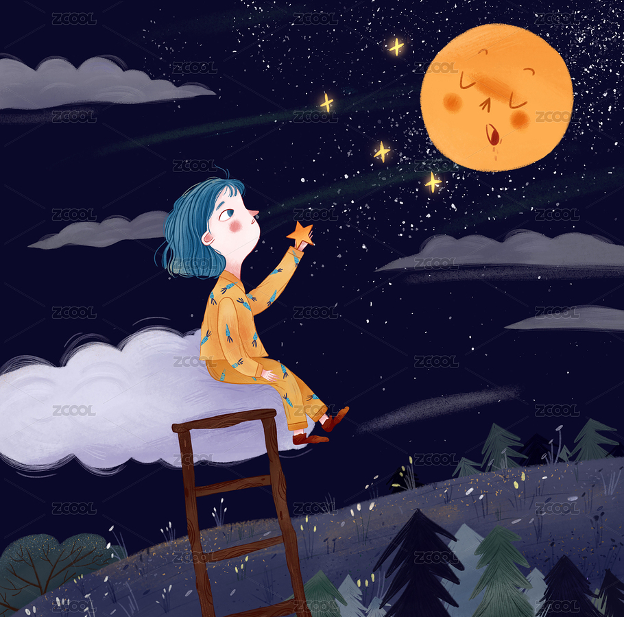 晚安，月亮和你（主預(yù)覽-5887834） - 未分類 - 站酷設(shè)計師允書同學(xué)原創(chuàng)素材 - 站酷ZCOOL