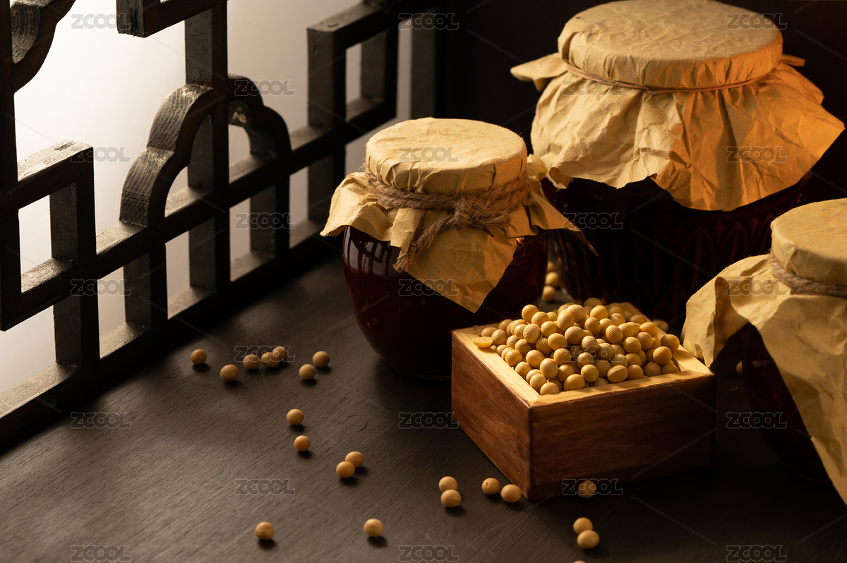 暗色中國風背景下的黃豆和豆腐乳（主預覽-7393630） - 未分類 - 站酷設(shè)計師陳鋒塵原創(chuàng)素材 - 站酷ZCOOL
