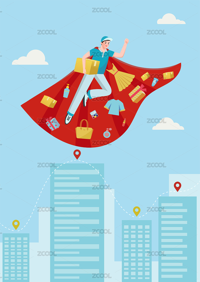 超人快遞員送貨矢量插畫（主預覽-7881864） - 未分類 - 站酷設計師aMayJean原創(chuàng)素材 - 站酷ZCOOL