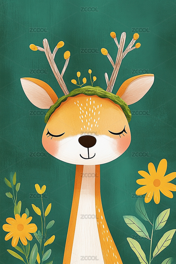 卡通小鹿動物封面（主預覽-7729163） - 未分類 - 站酷設計師95R17原創(chuàng)素材 - 站酷ZCOOL