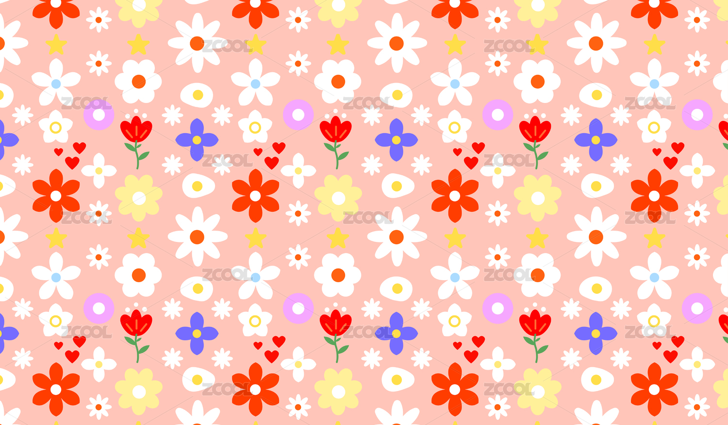 无缝碎花花纹图案矢量插画