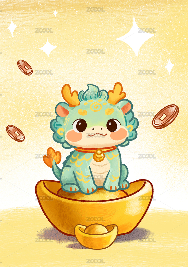 可爱瑞兽坐金元宝上（主预览-12148918） - 未分类 - 站酷设计师之一丶Design原创素材 - 站酷ZCOOL