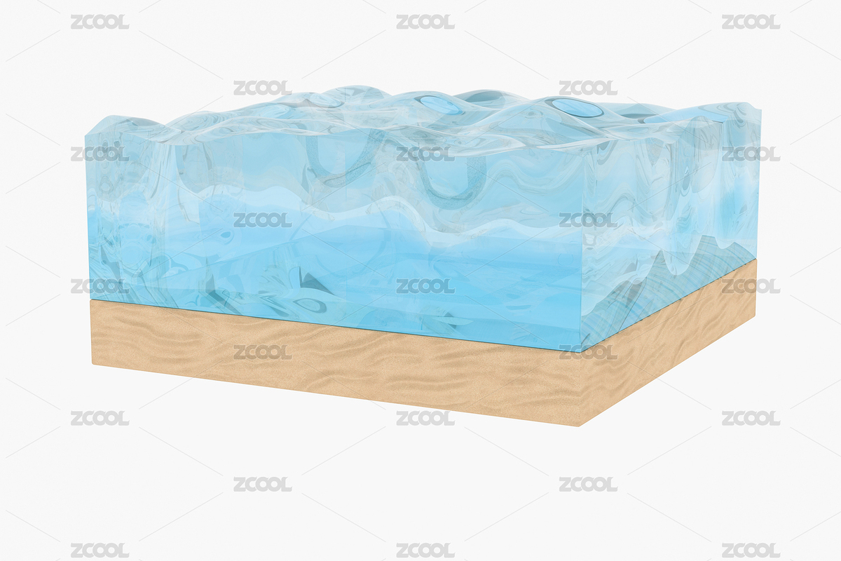 淡藍色表面起伏的水立方方塊，三維渲染（主預覽-5323105） - 未分類 - 站酷設計師VinkFan原創(chuàng)素材 - 站酷ZCOOL