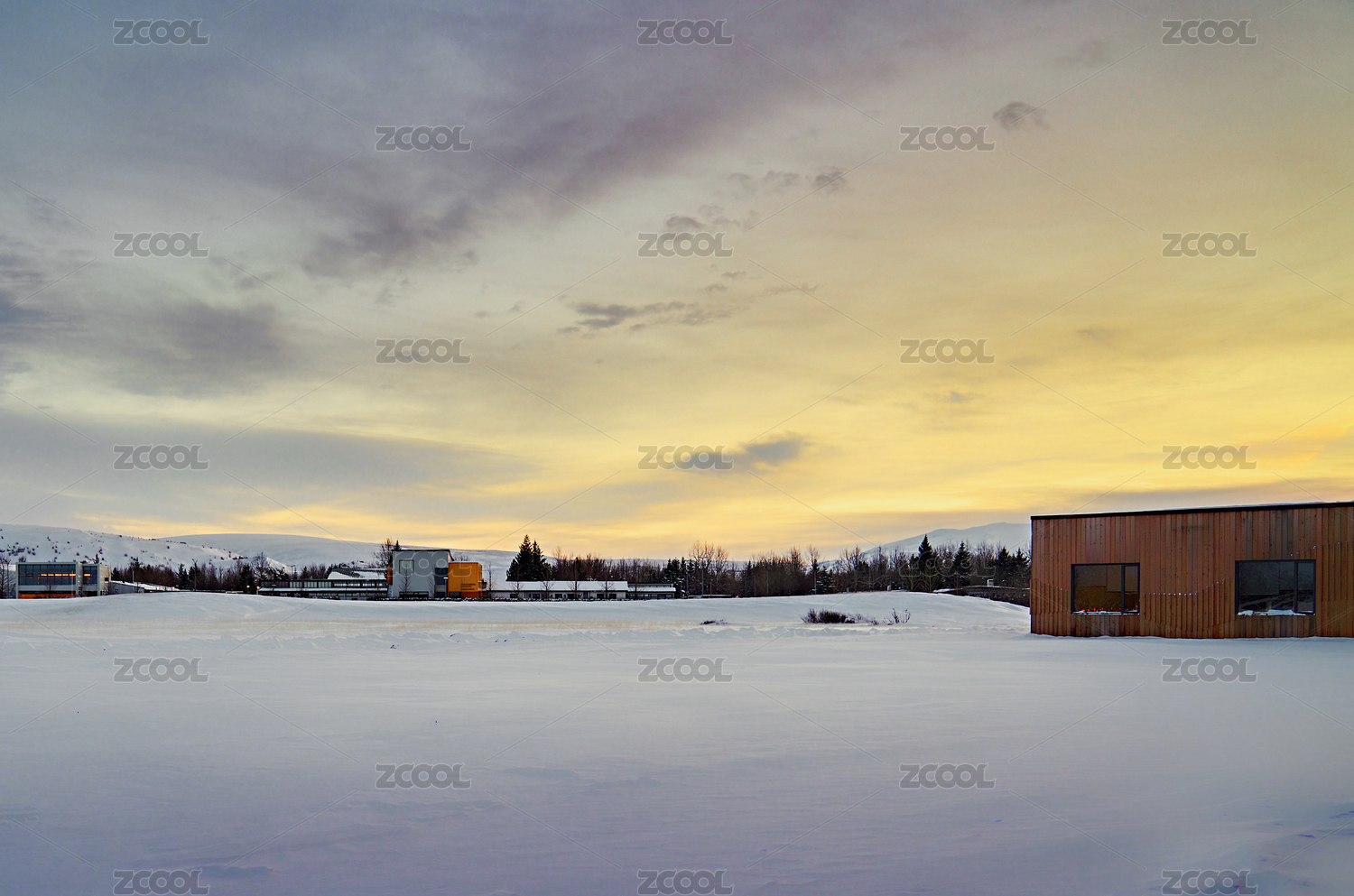 Snow desert winter landscape in Iceland