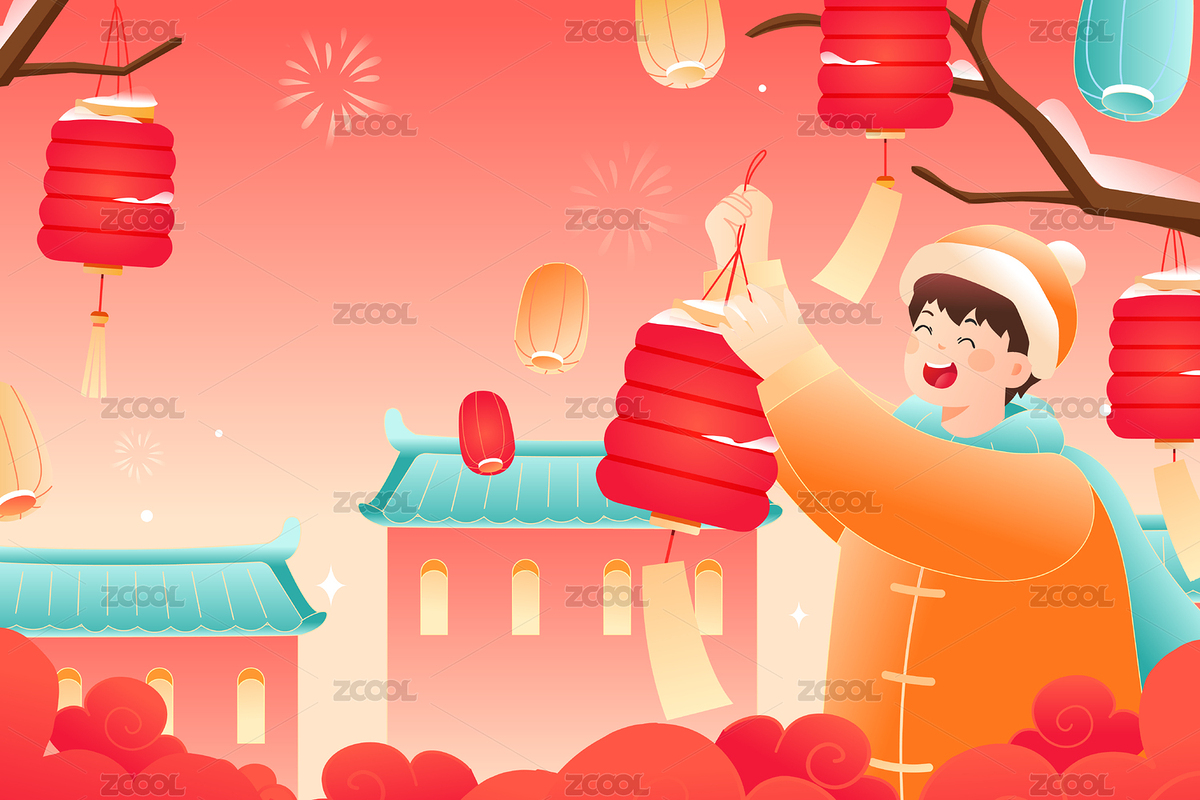 元宵节猜灯谜矢量插画（主预览-7954836） - 未分类 - 站酷设计师keeein原创素材 - 站酷ZCOOL