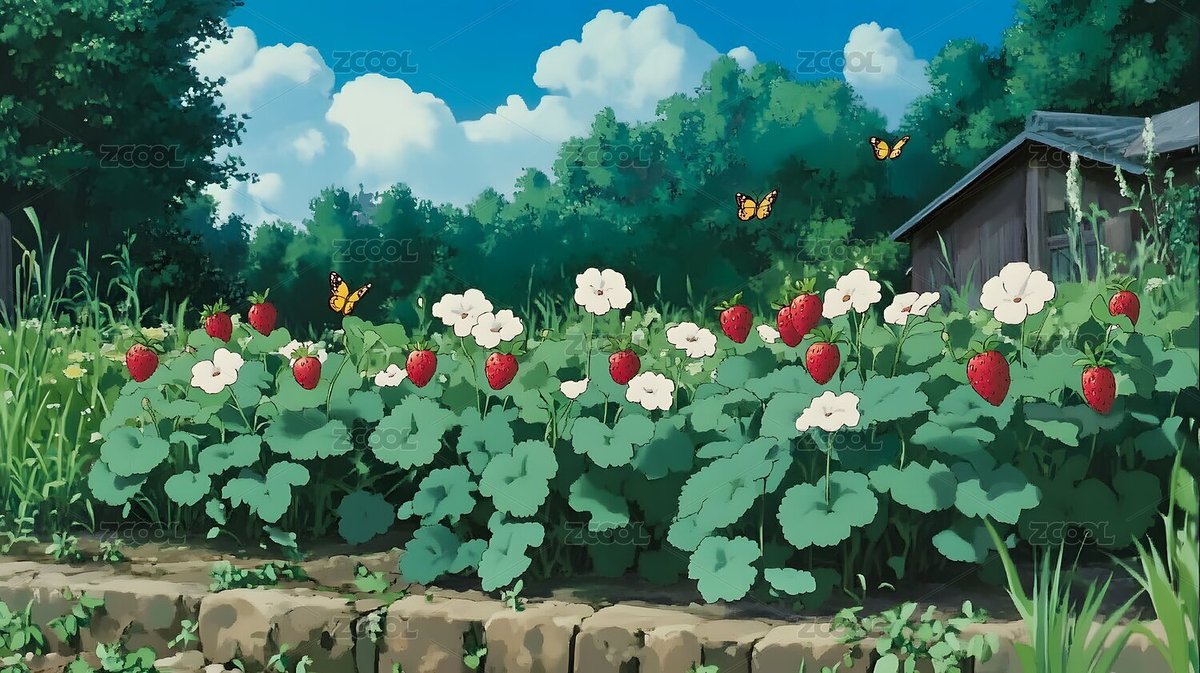 宮崎駿水果草莓地里的果實(shí)卜力風(fēng)格日漫卡通（主預(yù)覽-927009） - 未分類 - 站酷設(shè)計(jì)師DEX2011原創(chuàng)素材 - 站酷ZCOOL