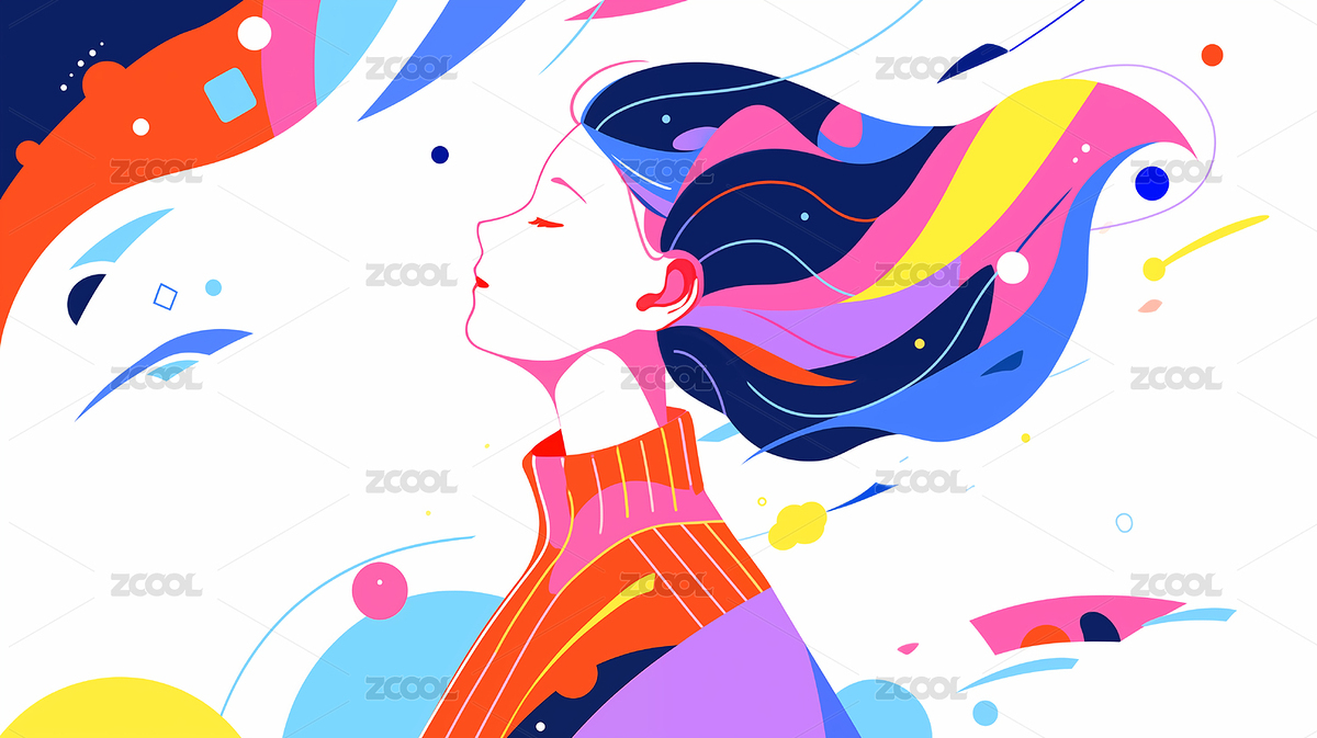 手绘卡通动感唯美的时尚女孩扁平化插画（主预览-1541397） - 未分类 - 站酷设计师大田俊后生原创素材 - 站酷ZCOOL