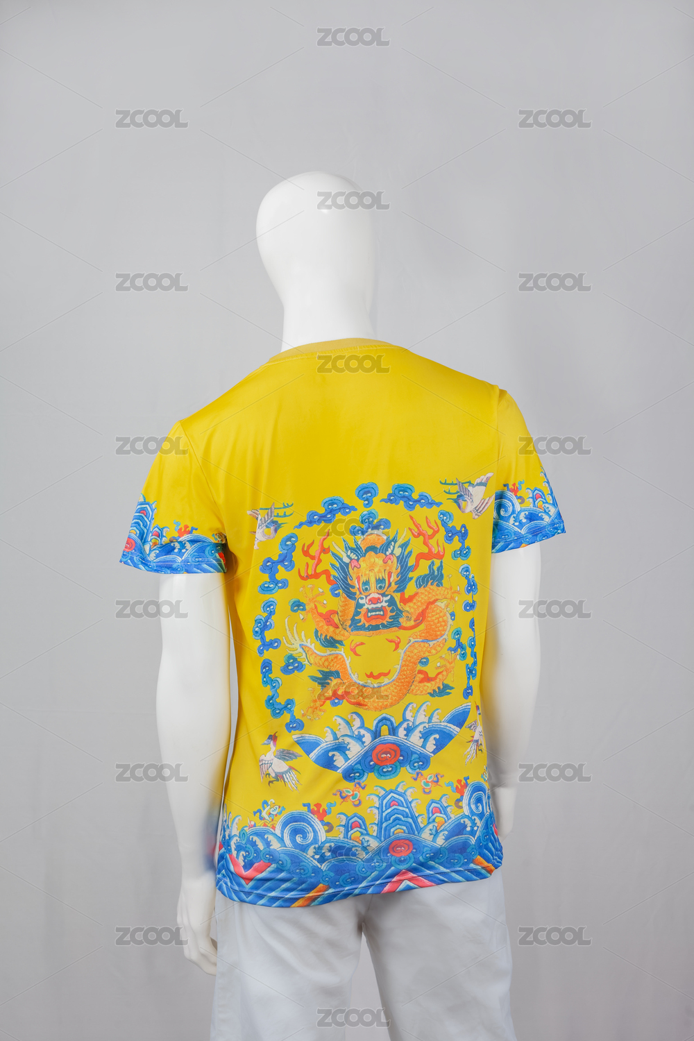 夏季男式皇家龙纹绣花短袖汗衫服装针织品   