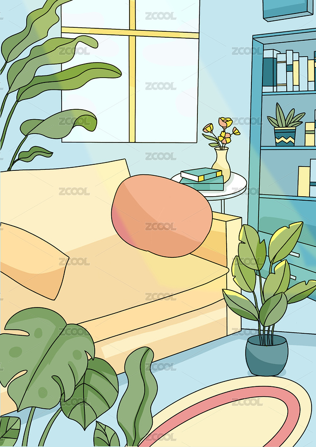 書房客廳場景插畫（主預覽-1845618） - 未分類 - 站酷設計師期是原創(chuàng)素材 - 站酷ZCOOL