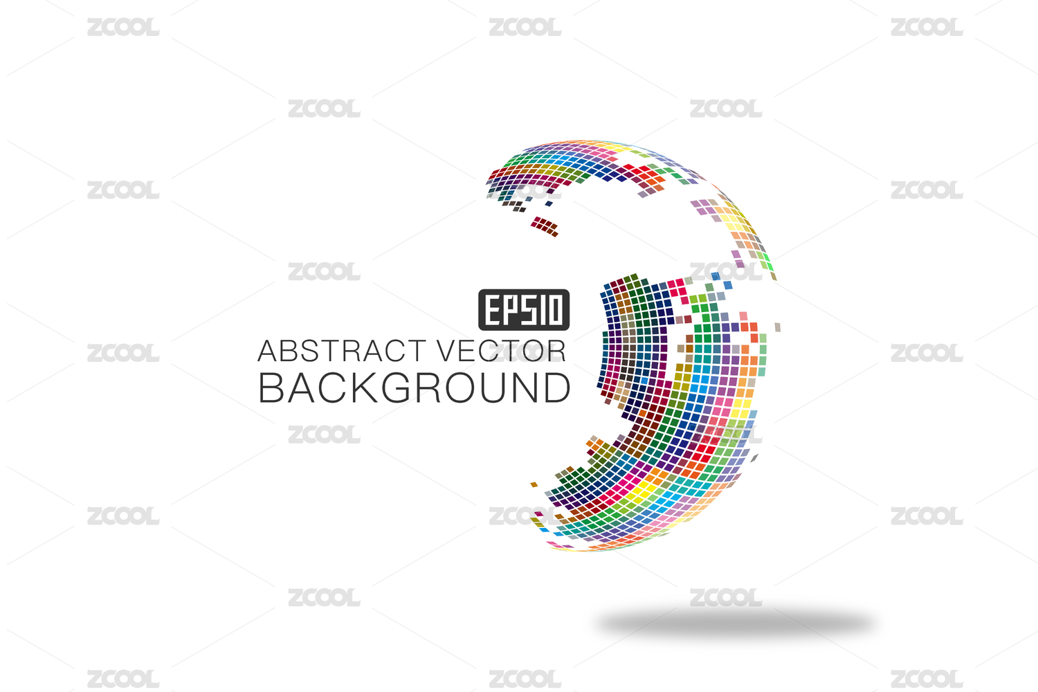 马赛克组成的球形世界地图，抽象矢量背景图